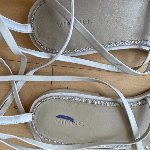 Vince Women's Ivory "Layla" sandals sz 10 leather ankle wrap - Picture 4 of 6